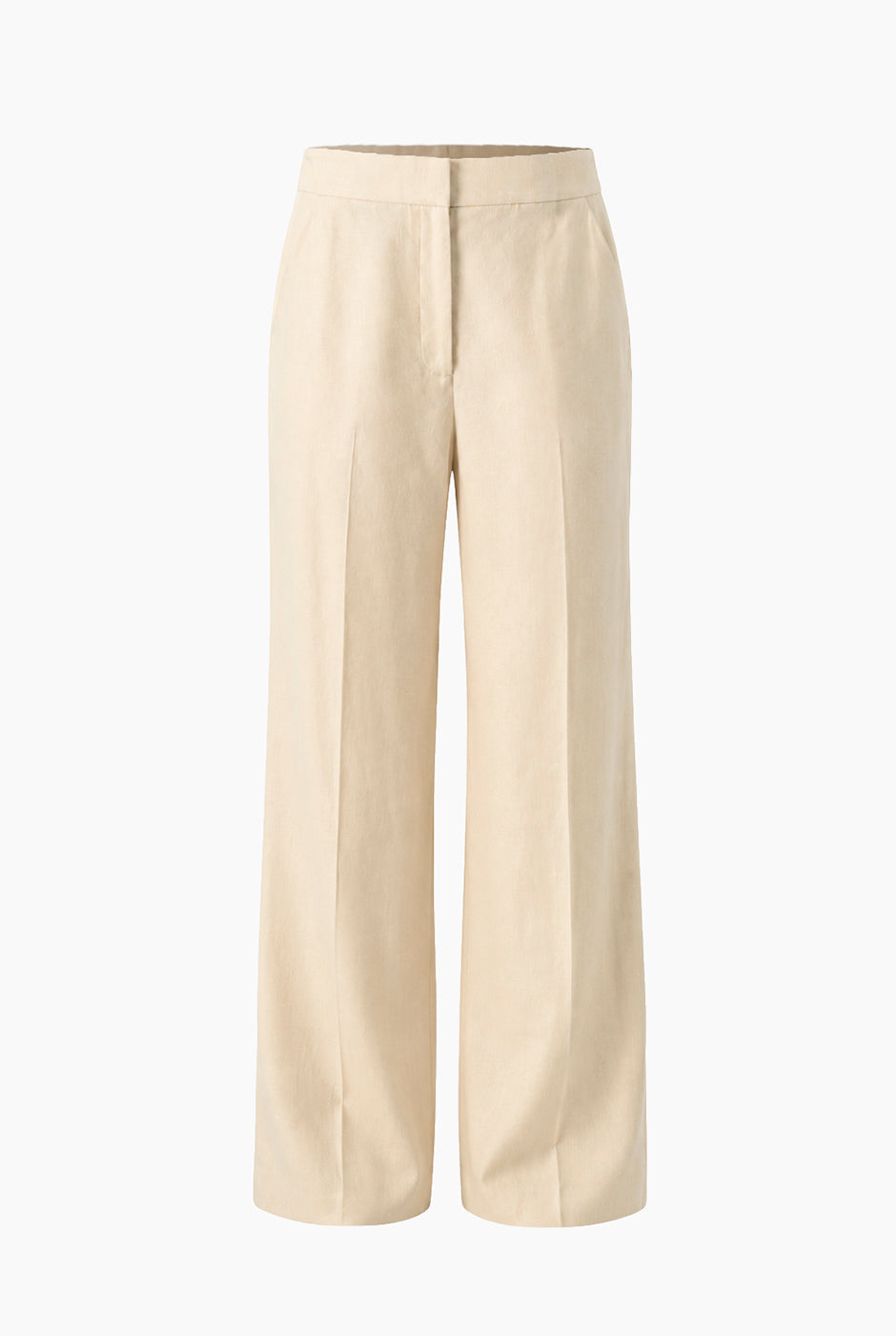 Pantalón Ivonne beige de pierna ancha con bolsillos laterales