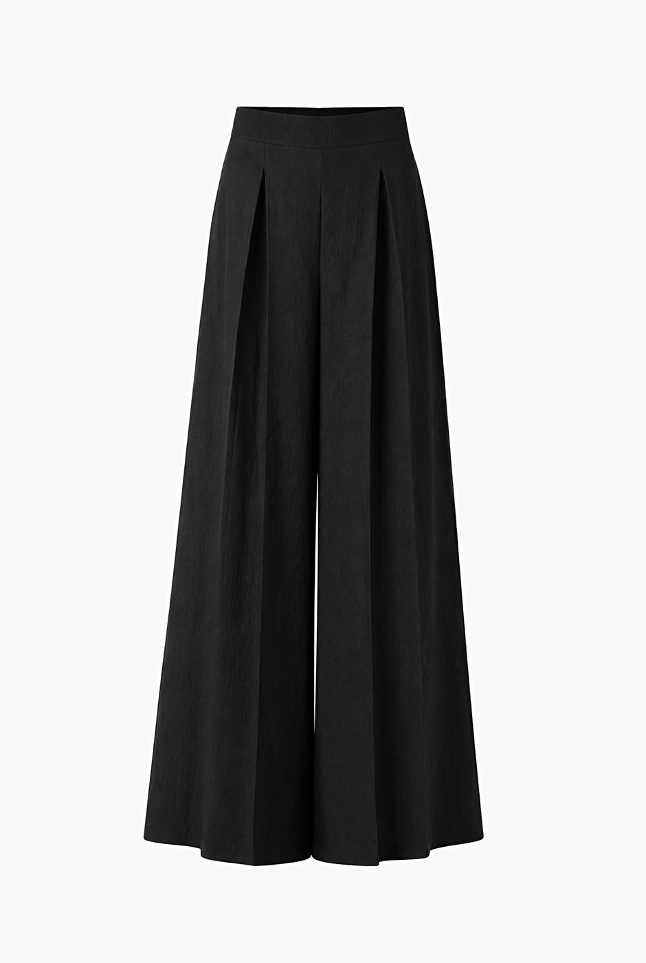 Pantalón Ivonne negro de pierna ancha con pliegues frontales