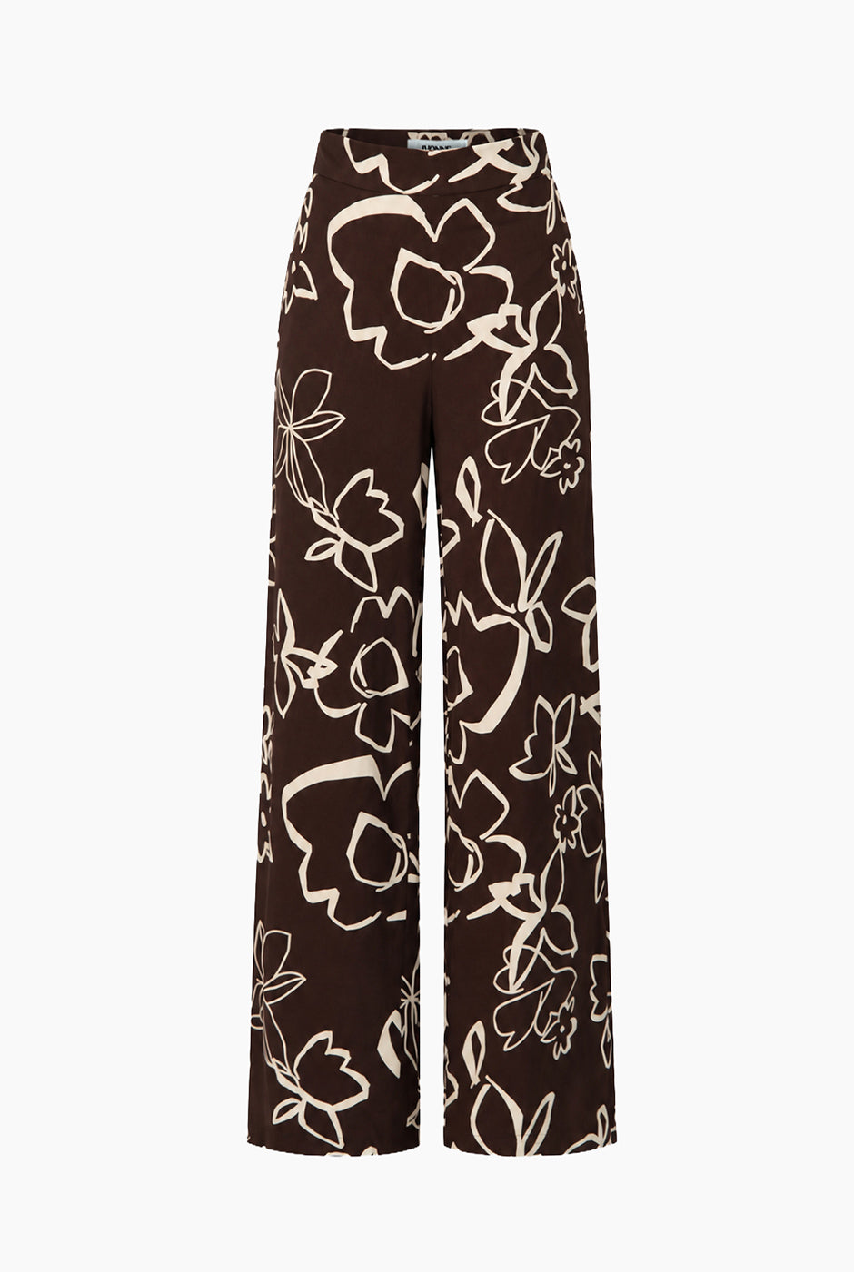 Pantalón Ivonne café con estampado floral y bolsillos