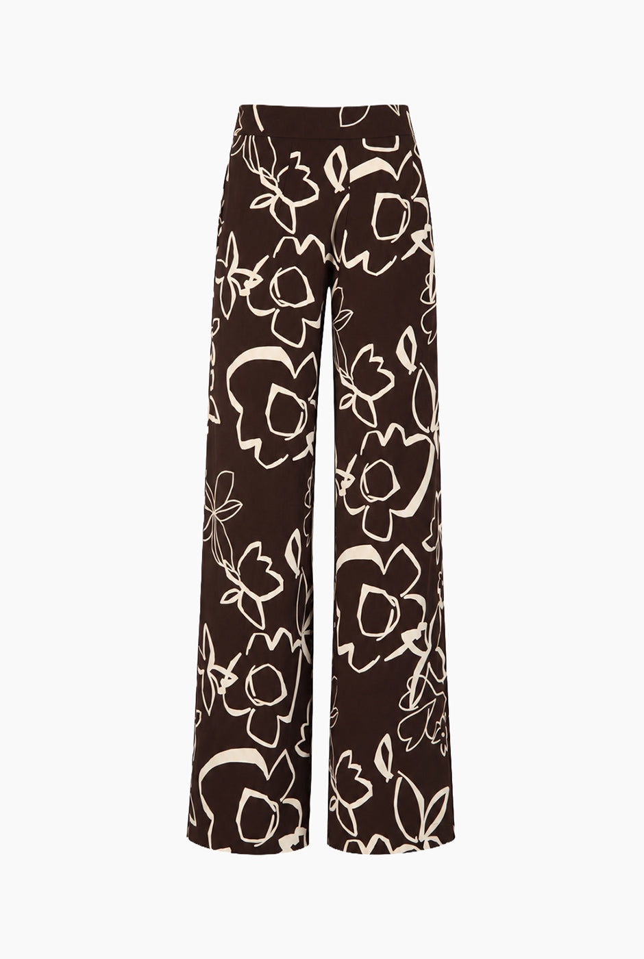 Pantalón Ivonne café con estampado floral y bolsillos