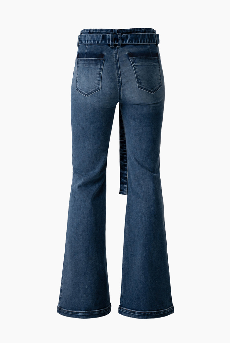 Jeans Ivonne semi campana azul marino con bolsillos y cinturón