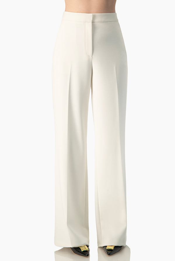 Pantalon Ivonne liso en tono marfil
