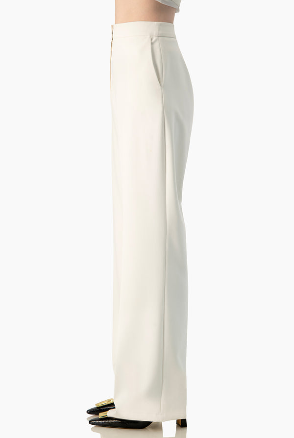 Pantalon Ivonne liso en tono marfil