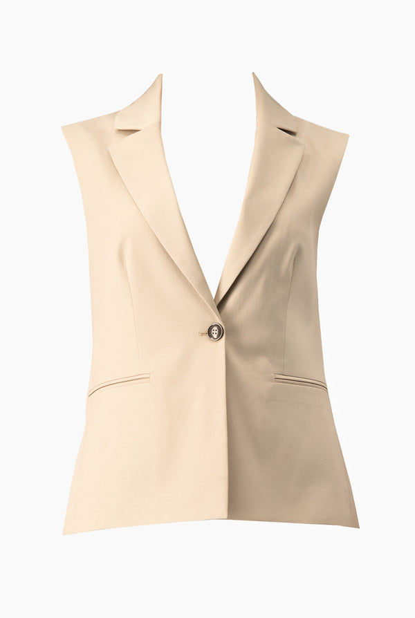 Chaleco liso tono beige