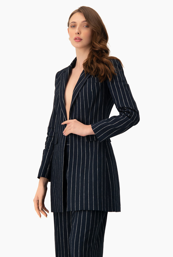 Saco de rayas con bolsillos