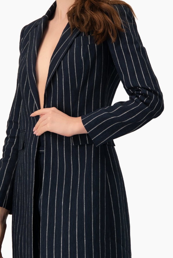 Saco de rayas con bolsillos