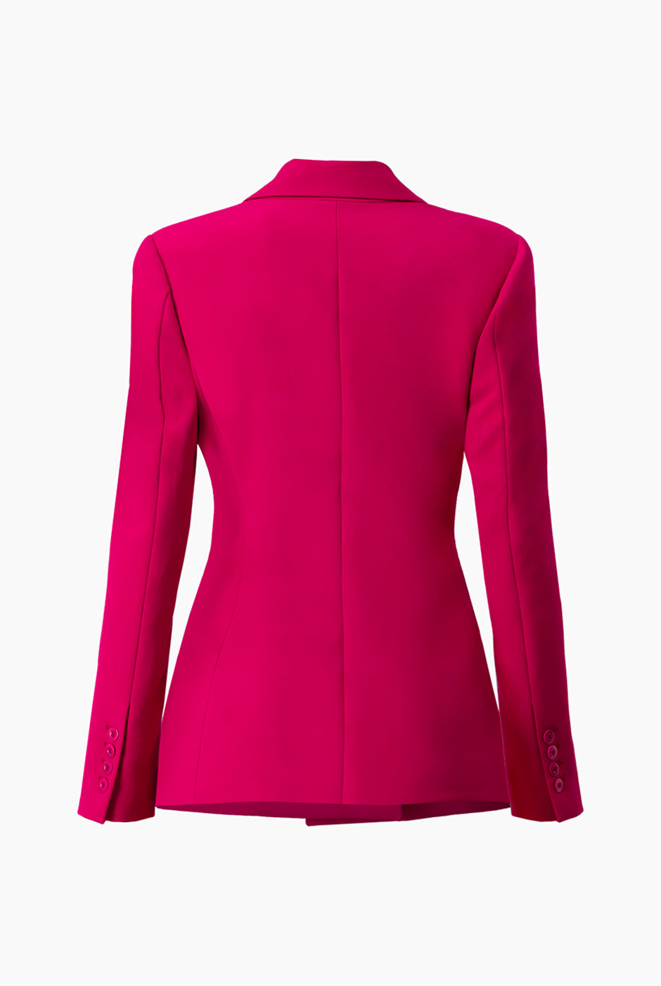 Saco cruzado fucsia con doble botonadura y solapa