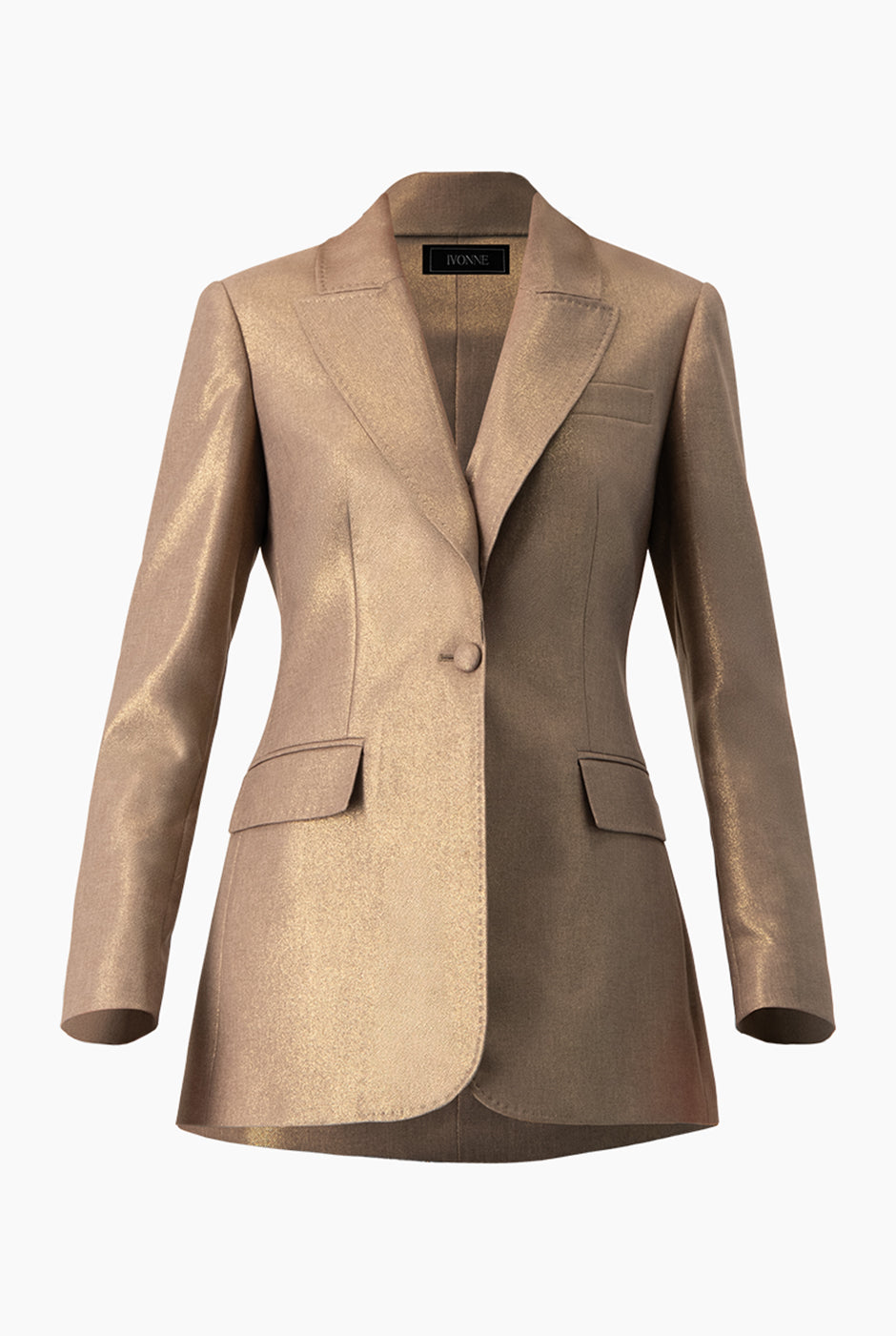 Blazer café elegante con bolsillos y solapa