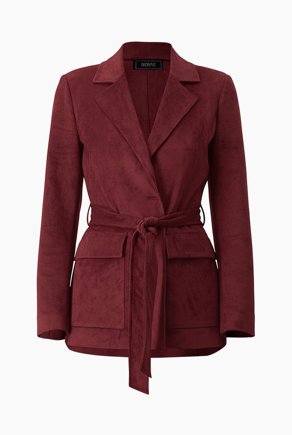 Saco vino con cinta en cintura