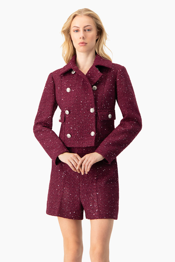 Saco corto cruzado de botones