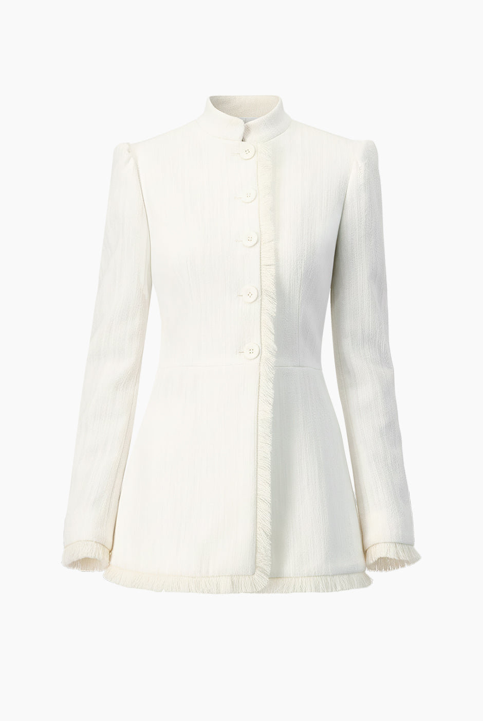 Saco marfil con botones y flecos en el bajo