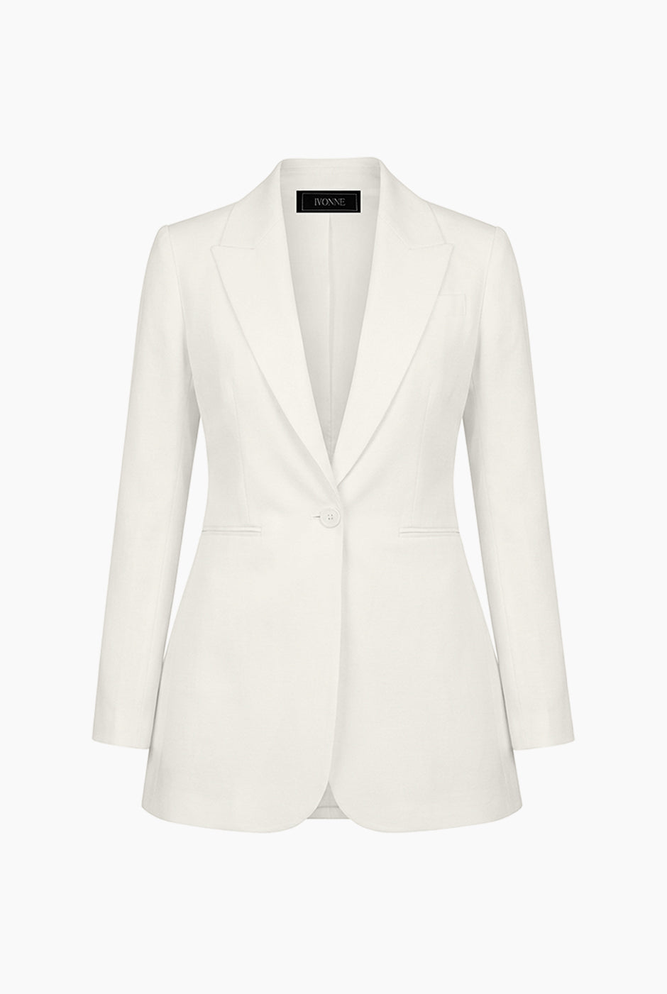 Saco blazer blanco con botón frontal y solapas clásicas