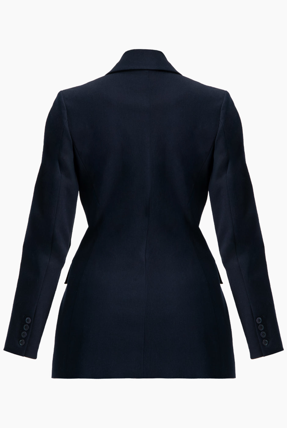 Saco Blazer Liso Azul Marino con Solapas y Bolsillos