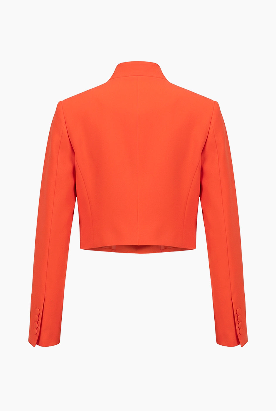 Saco corto cruzado naranja con botones y bolsillo en pecho