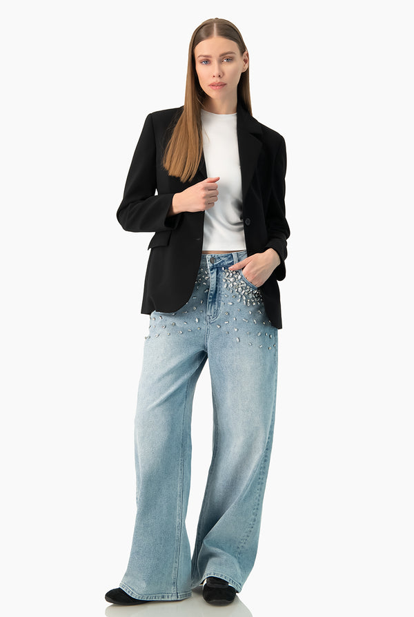 Blazer negro de doble boton