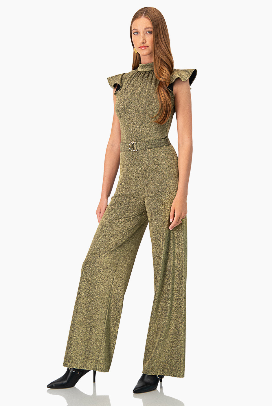 Jumpsuit de cuello alto con cinturon