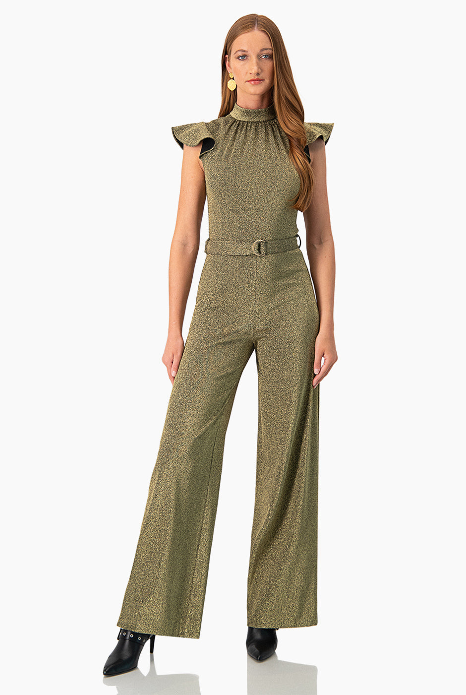 Jumpsuit de cuello alto con cinturon