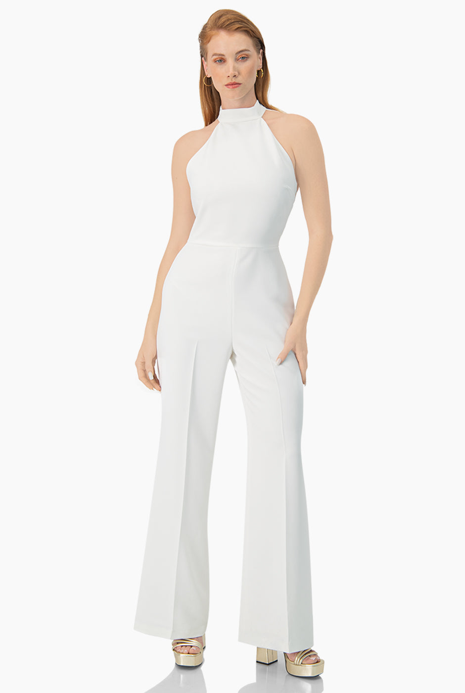 Jumpsuit blanco de pierna amplia