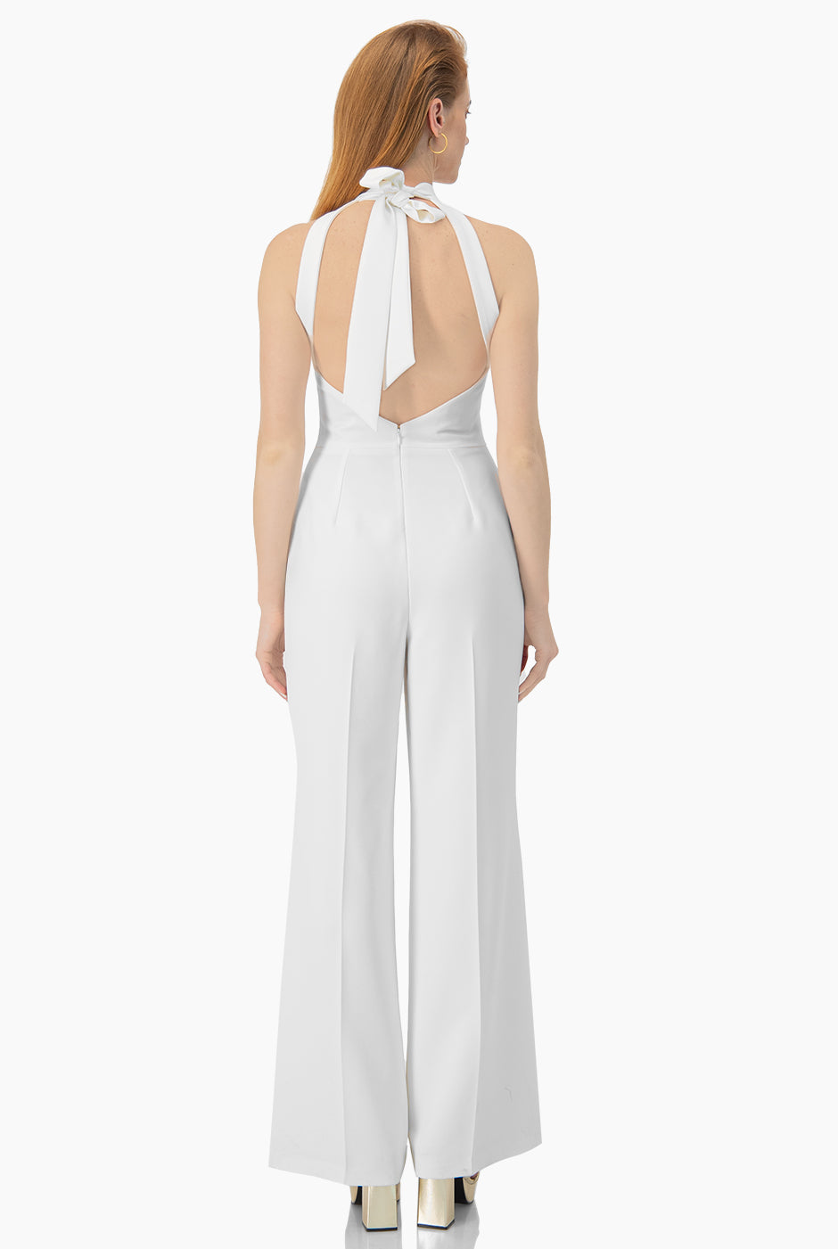 Jumpsuit blanco de pierna amplia