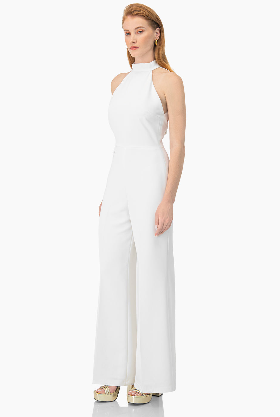 Jumpsuit blanco de pierna amplia