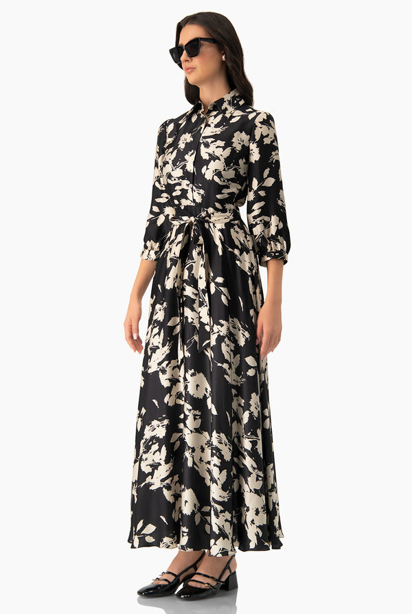 Vestido maxi de cuello camisero