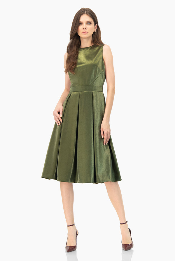 Vestido linea A verde sin mangas