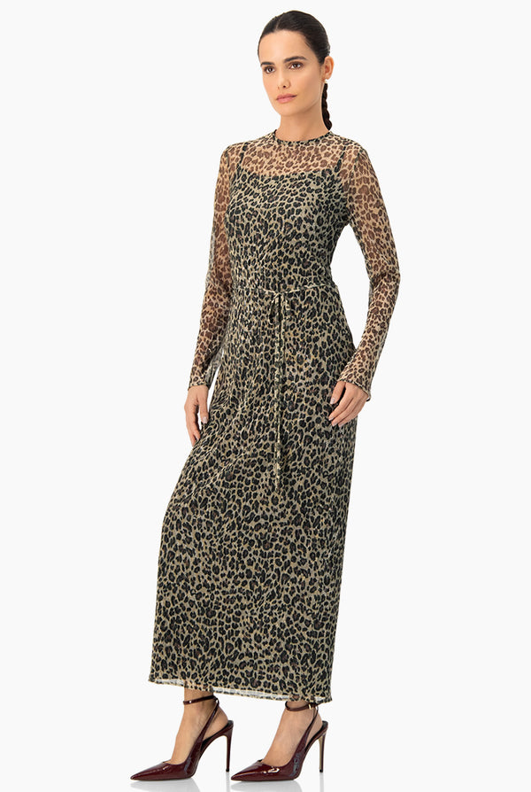 Vestido largo estampado manga larga