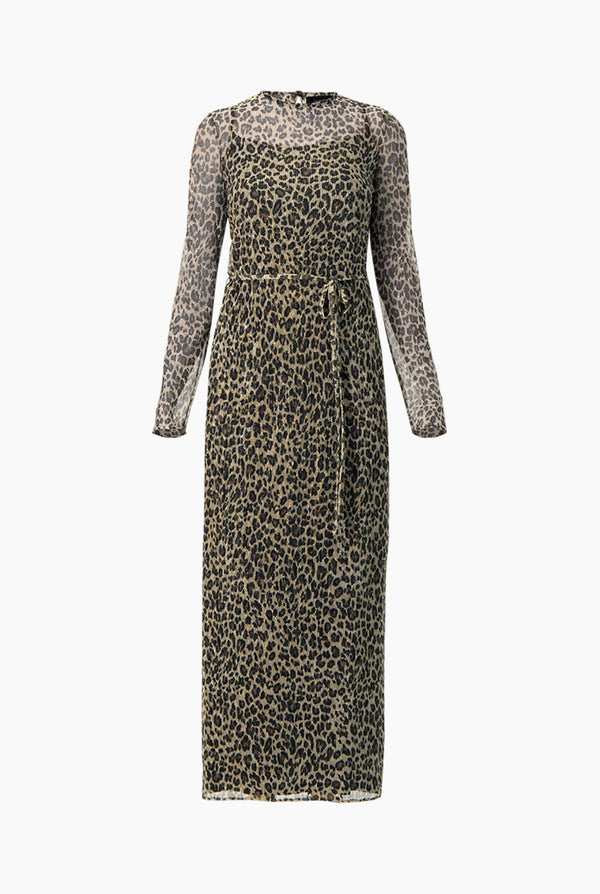 Vestido largo estampado manga larga