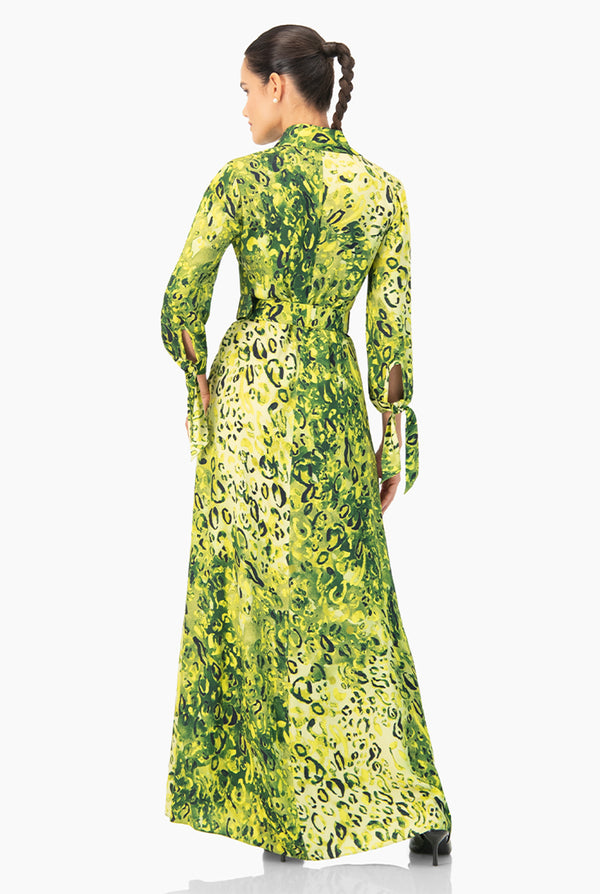 Maxi vestido camisero estampado