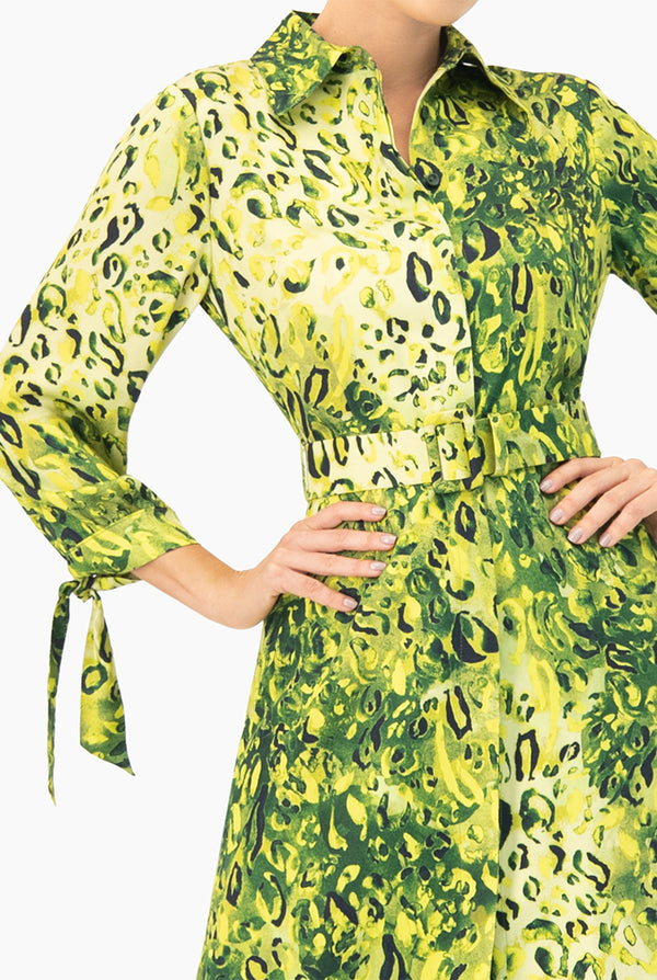 Maxi vestido camisero estampado