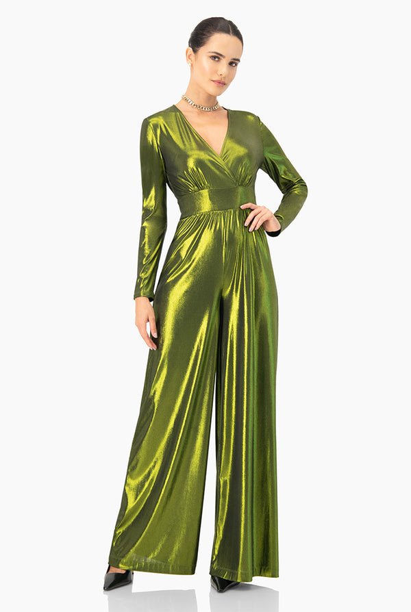 Jumpsuit verde de escote en V
