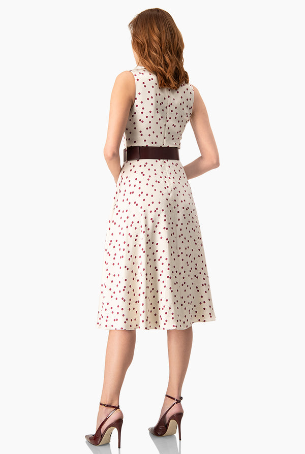 Vestido midi lunares con cinturon