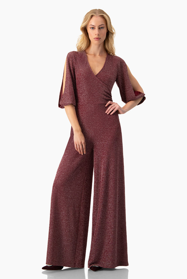 Jumpsuit vino y escote en V