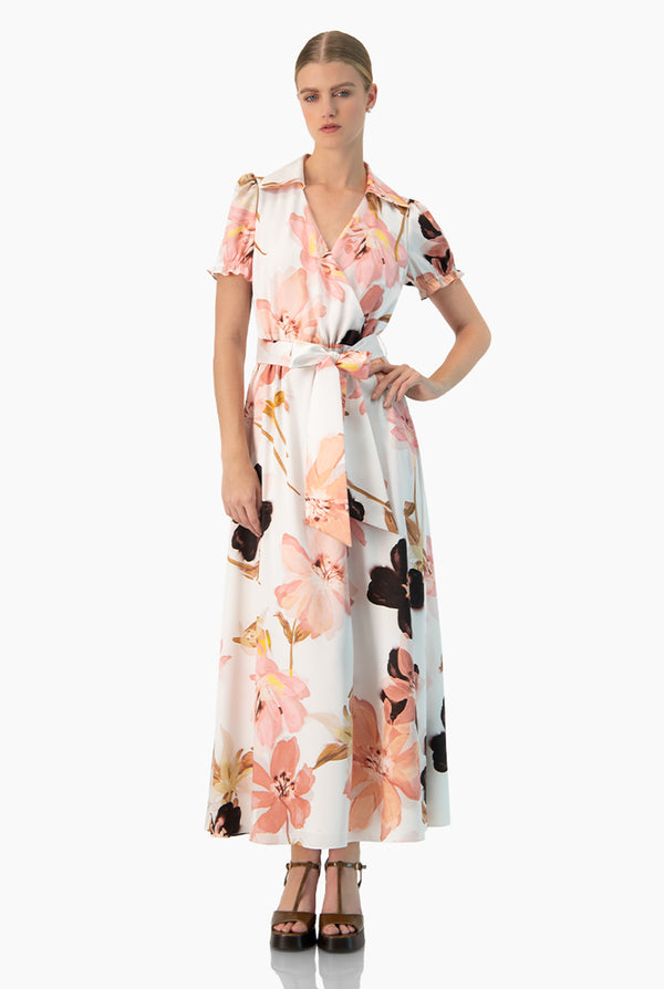 Vestido maxi de manga corta