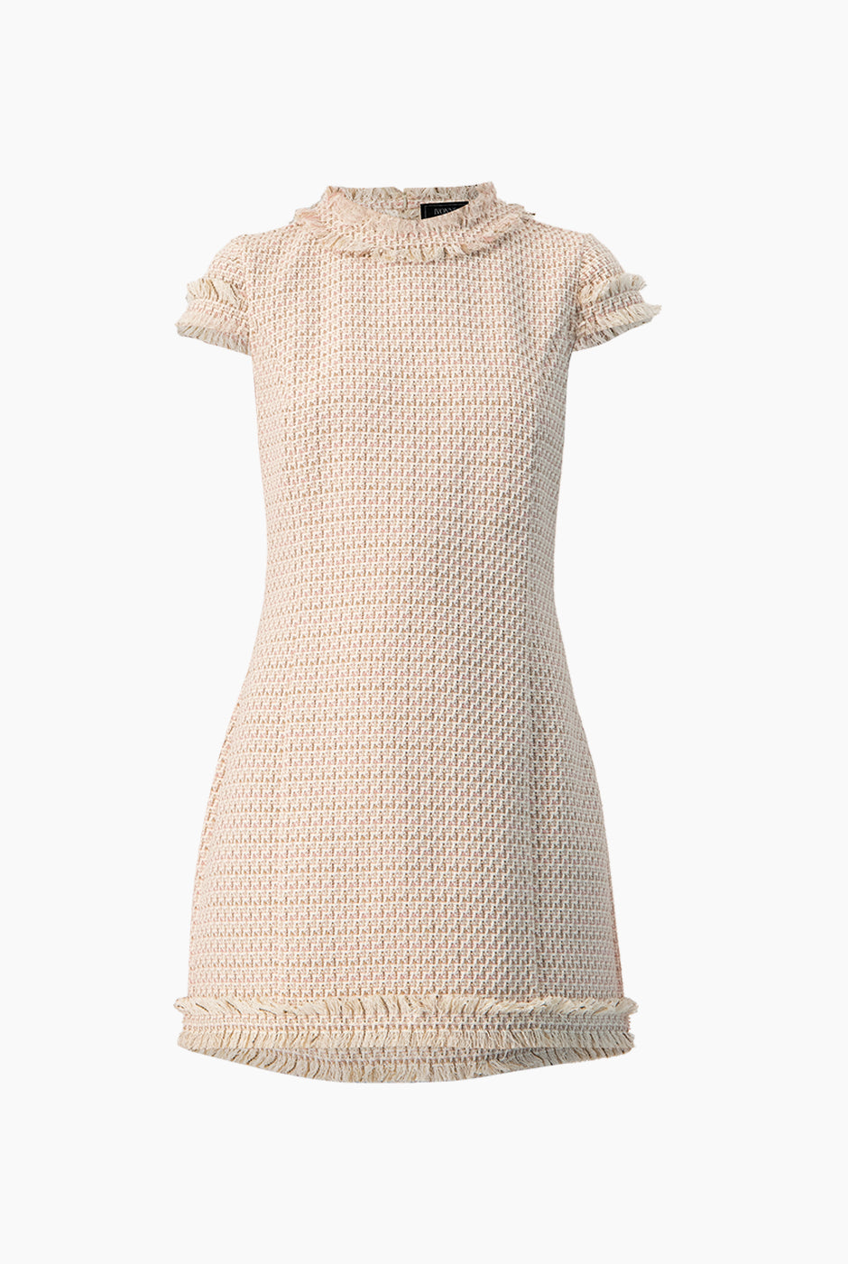 Vestido corto multicolor con detalles deshilachados y olanes