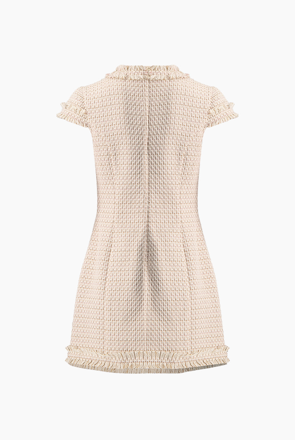 Vestido corto multicolor con detalles deshilachados y olanes