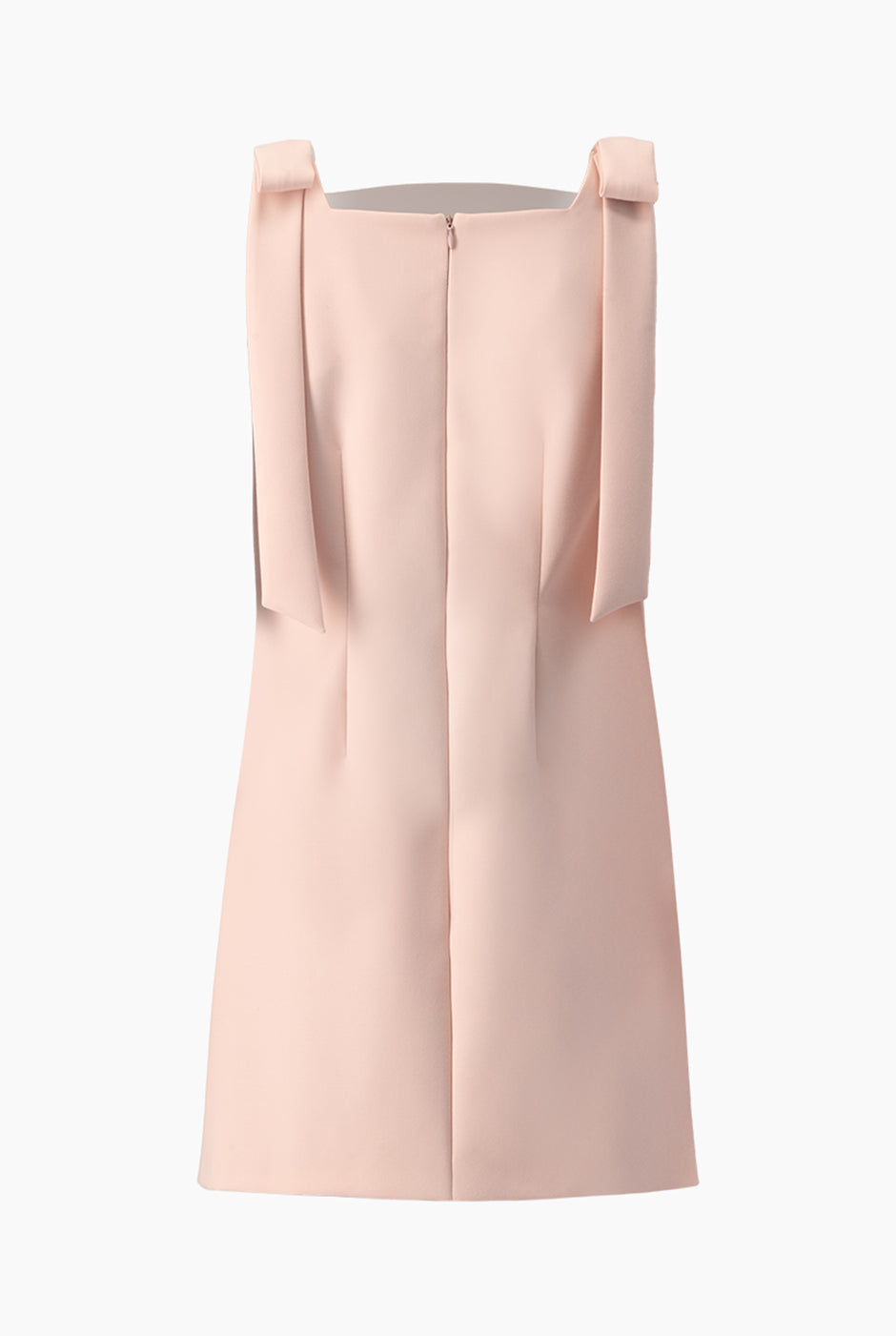 Vestido corto rosa sin mangas con cintas en los hombros