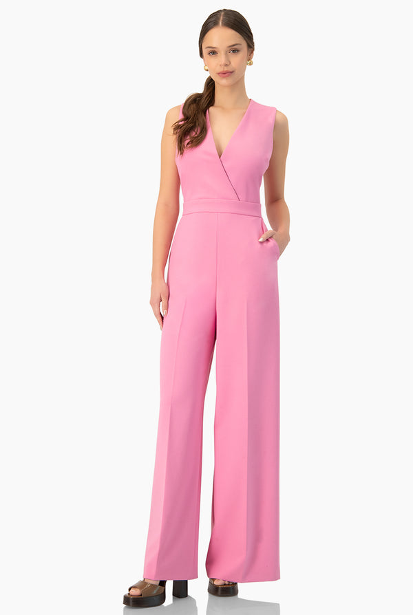 Jumpsuit rosa de escote en V