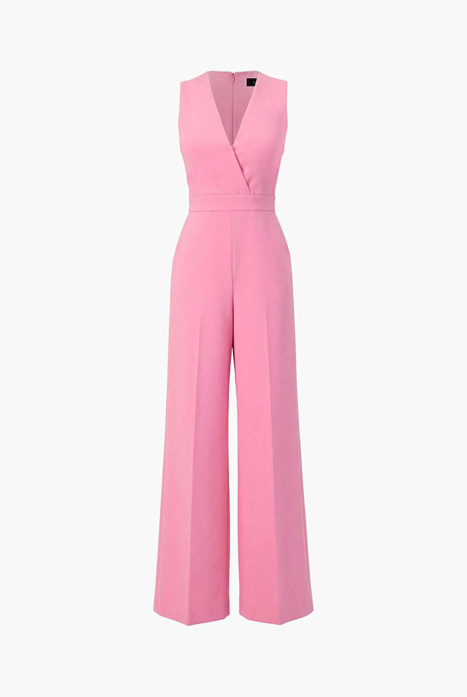 Jumpsuit rosa sin mangas con escote en V y pierna amplia