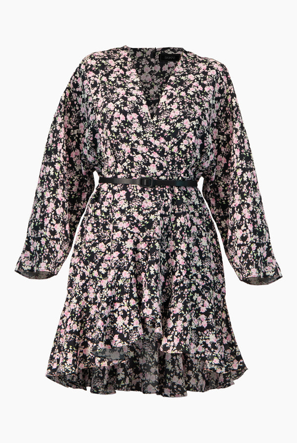 Vestido floreado corto escote en V