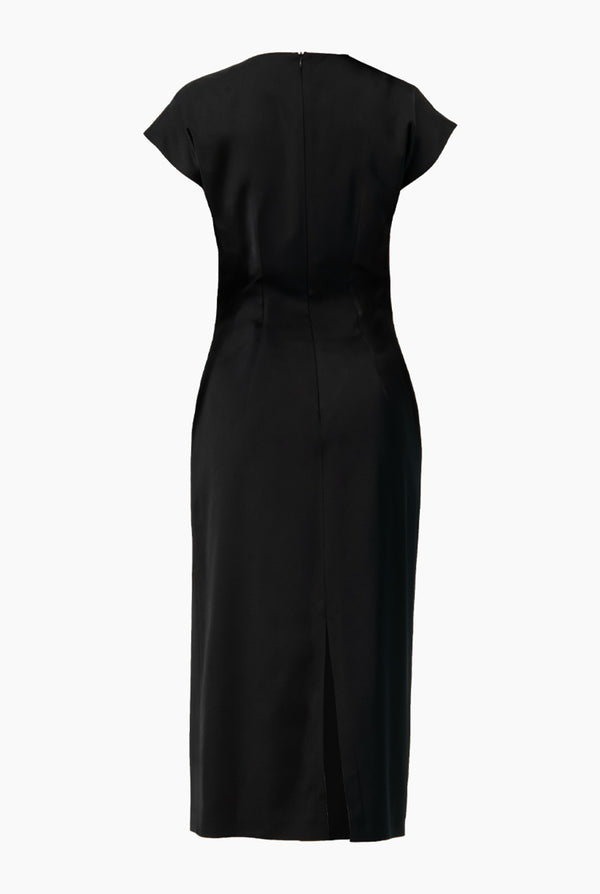 Vestido negro de hombro caido