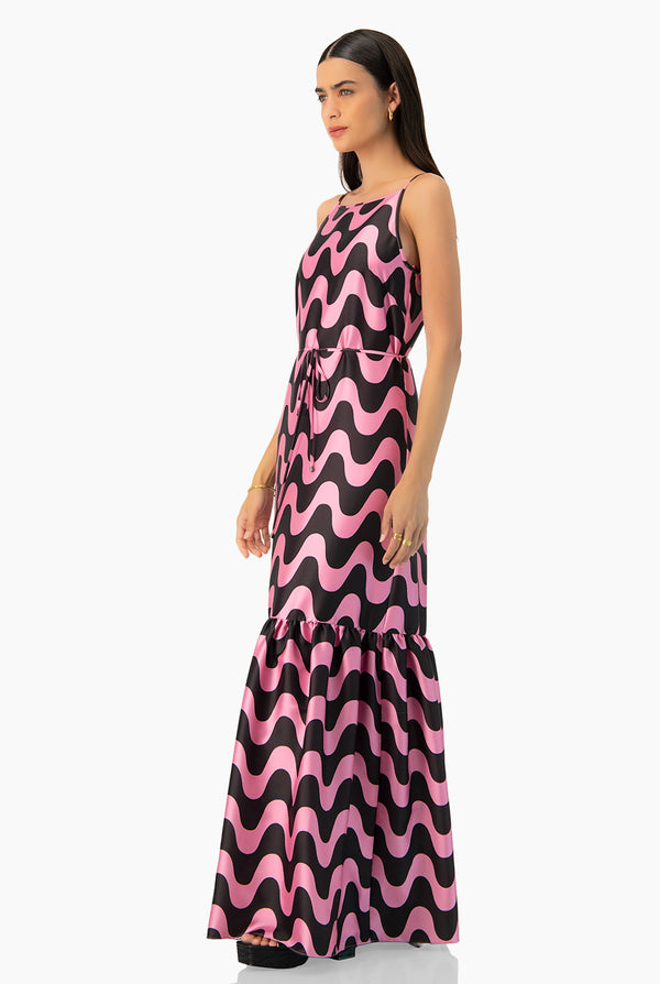 Vestido maxi sin mangas estampado