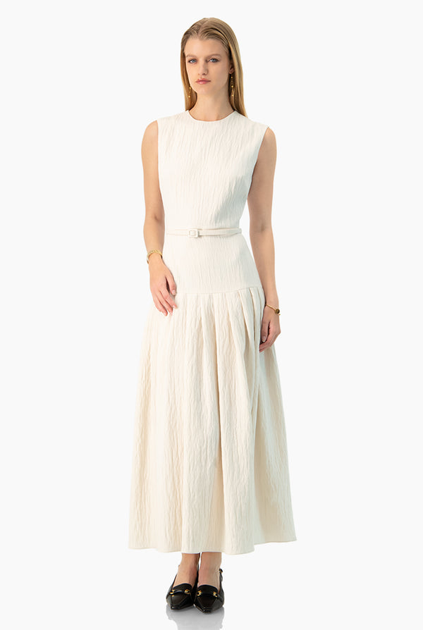 Vestido largo sin mangas marfil