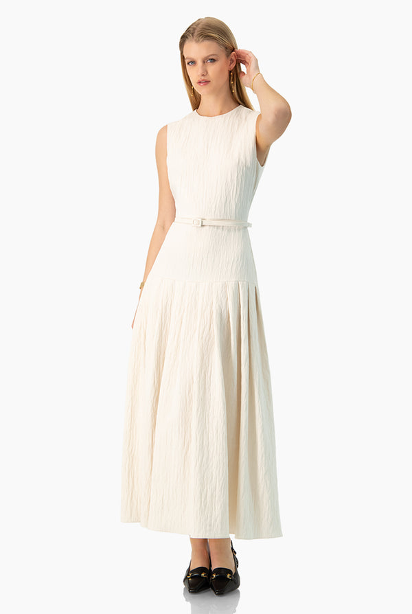 Vestido largo sin mangas marfil