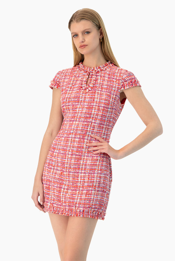 Vestido corto tejido escote de gota