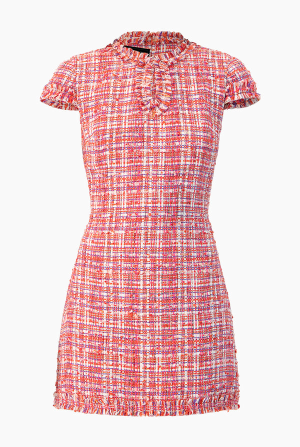 Vestido corto tejido escote de gota