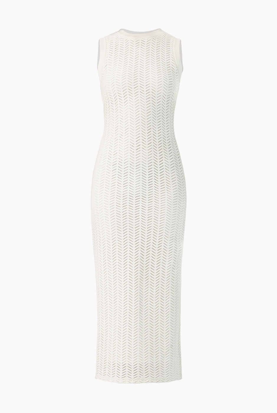 Vestido largo tejido marfil con abertura lateral