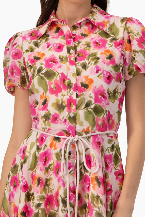 Vestido corto camisero con cinta