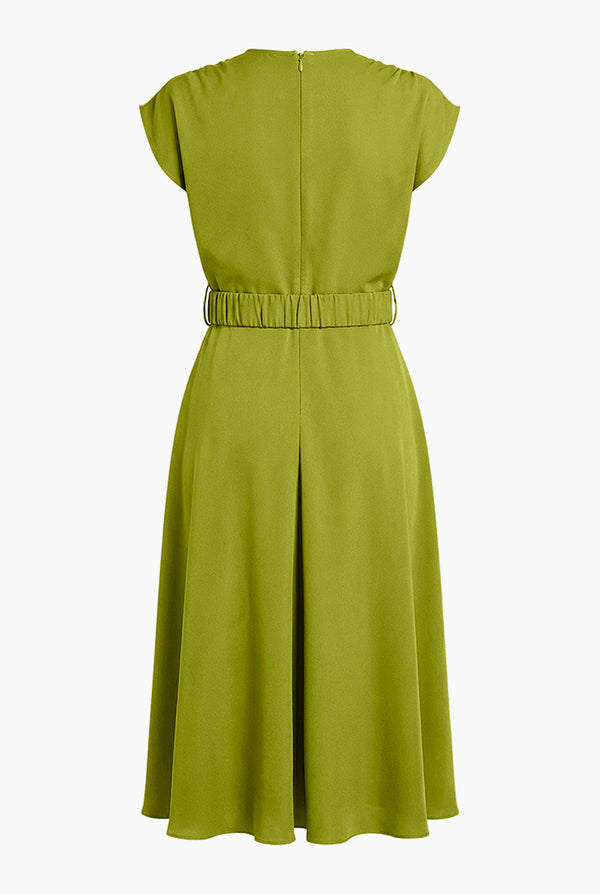 Vestido liso midi con cinturon