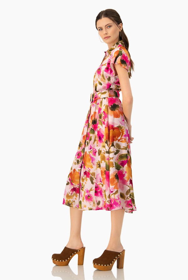 Vestido midi estampado con cinturon